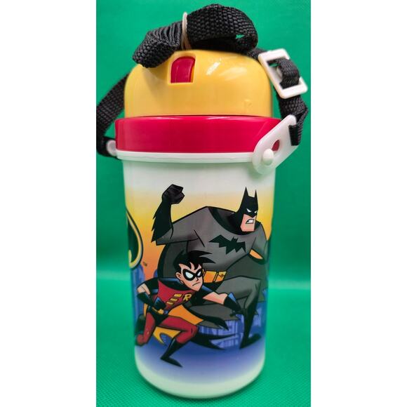 1998 DC Comics Batman Water Bottle With Strap Straw Vintage Joker Batgirl New - Picture 3 of 9